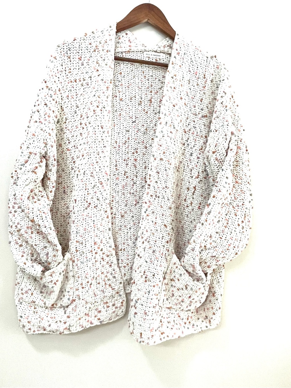 Moon & Madison Confetti Speckled Comfy Cardigan L OVERSIZED